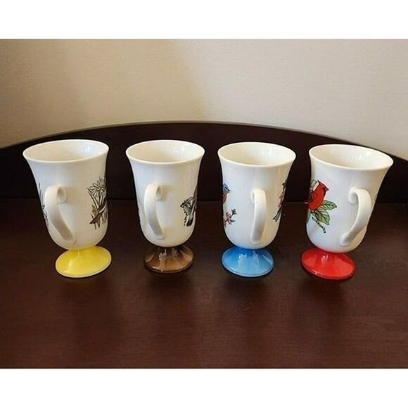 Vintage Sanyei Bird Pedestal Coffee Cups - Picture 9 of 12